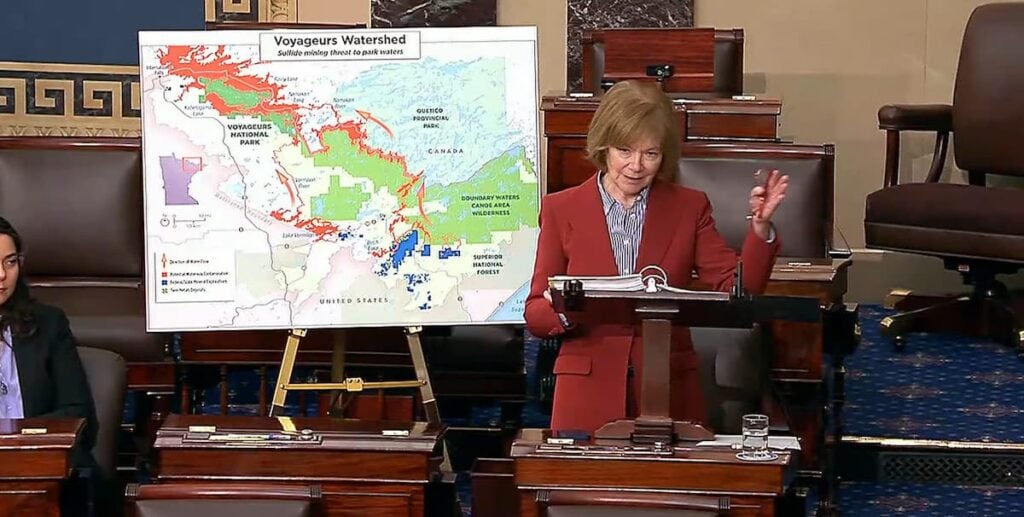 Tina Smith holding the Senate floor to defend the boundary waters in Minnesota