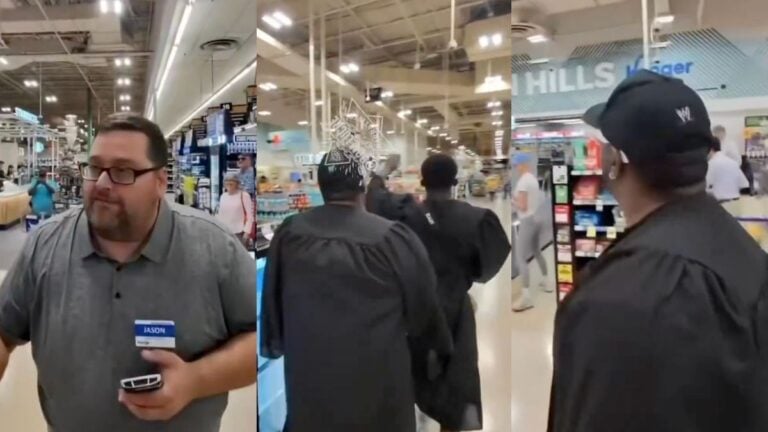 The interior of a grocery store aisle representing the viral confrontation at a Nashville Tennessee Kroger over loud gospel music.