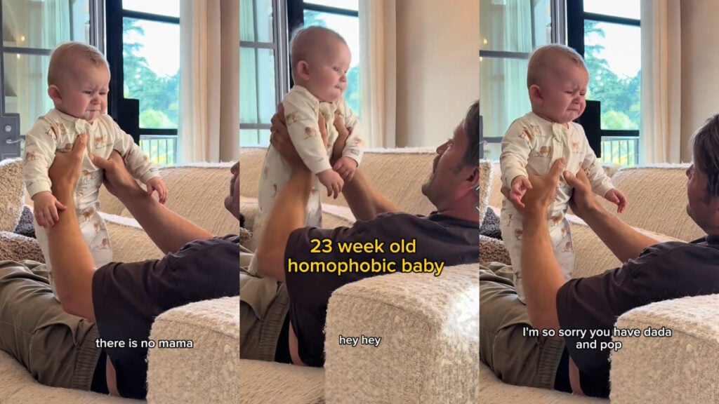 baby with two dads asks for mama