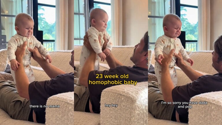 baby with two dads asks for mama