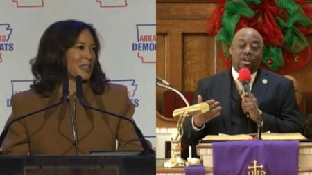 A picture of Savannah, Georgia mayor and Kamala Harris.