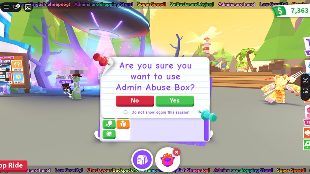 Admin Abuse Box Item Drop List