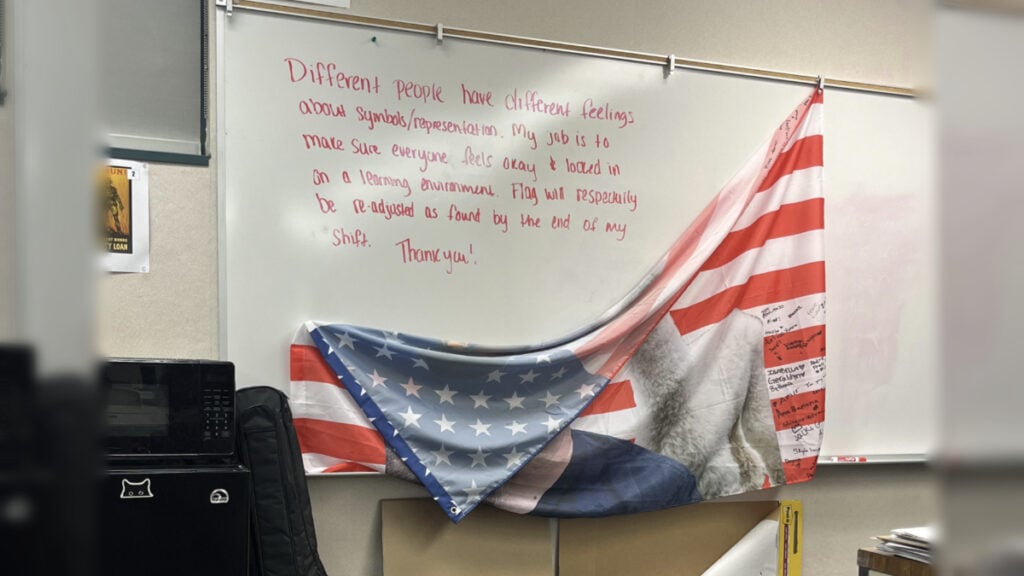 History Teacher Flag Pulled Down