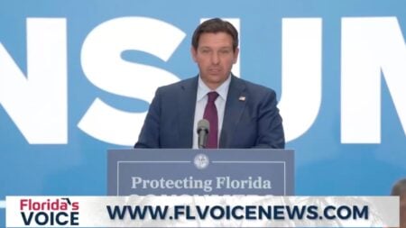 Florida Gov. Ron DeSantis talks about SB 484 at a bill signing event at Florida Polytechnic University in Lakeland on May 7, 2026.