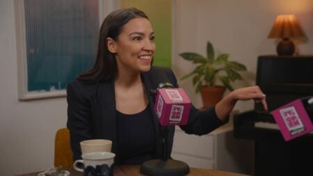A picture of New York representative AOC.