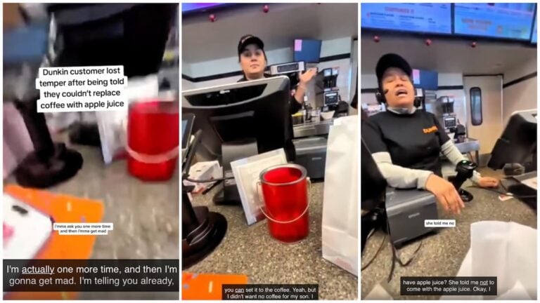 Dunkin customer in California loses her temper over apple juice