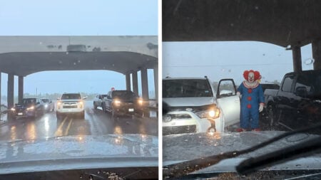Texas Drivers Blocking Opposite Lane of Traffic Under Overpass