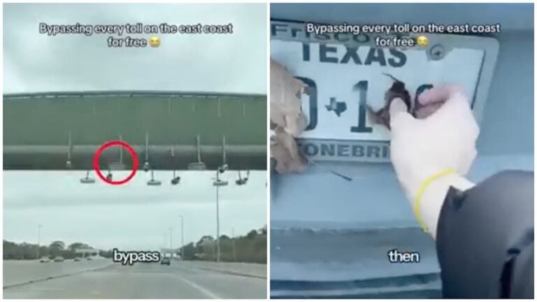 Texas driver attempts to bypass toll fees by covering his licence plate with leaves