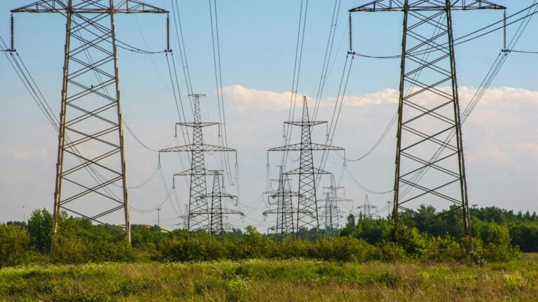 Picture of energy grids in a field.
