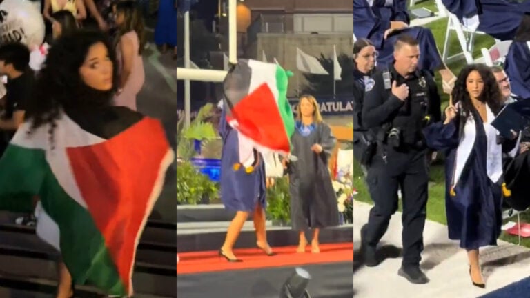 ‘Terrible Use of Taxpayer Money’: Texas Graduate Goes Viral for Waving Palestinian Flag During Ceremony, Gets Kicked Out Texas graduate palestinian flag