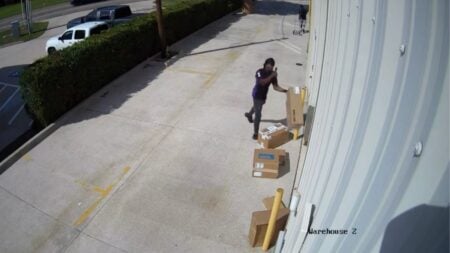 Texas FedEx Worker Caught Brutally Tossing $20k Packages As Warehouse Video Goes Viral: ‘Just Pure Unchecked Anger At Life’ Security camera footage from a Texas warehouse loading dock shows a FedEx worker in a dark shirt repeatedly dropping, slamming, and kicking boxes containing approximately $20,000 worth of Lutron equipment on May 26, 2026, while a second worker handles deliveries nearby.