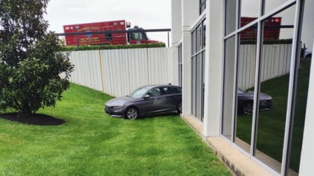 Maryland Resident’s Parked Car Gets Hit, Rolls Downhill, and Crashes Into Pilates Studio: ‘Entertaining Day at Work’ Maryland Car Crashes Into Pilates Gym
