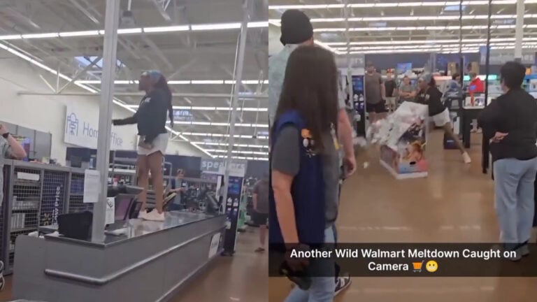 Washington Walmart Erupts As Shopper Climbs Counter Over Refund Denial: ‘Mental Maturity of a 2-Year Old’ Washington Walmart Erupts As Shopper Climbs Counter Over Refund Denial: ‘Mental Maturity of a 2-Year Old’