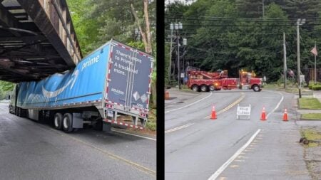 Amazon Truck Slams Into Massachusetts Bridge After Blatantly Ignoring Warning Signs: ‘At What Point Should They Stop?’ Massachusetts Amazon truck wedge