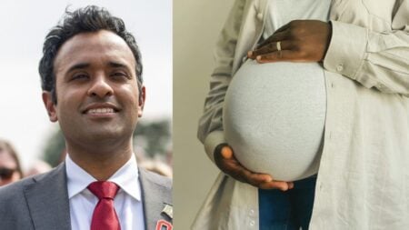 ‘This Is So Racist’ Ohio Republican Vivek Ramaswamy Faces Backlash Over Black Mother Comments Split image showing Ohio Republican gubernatorial candidate Vivek Ramaswamy on the left and a close-up of a pregnant Black woman holding her stomach on the right