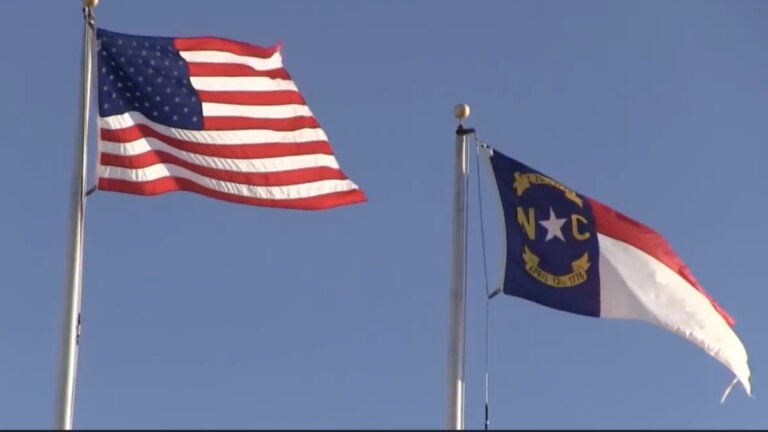 American and North Carolina Flags
