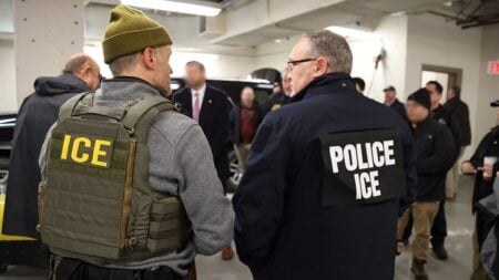 ICE Chicago Field Office Director Sam Olson (left) and ICE Chicago Special Agent in Charge Sean Fitzgerald kicked off an enhanced enforcement operation in Chicago.