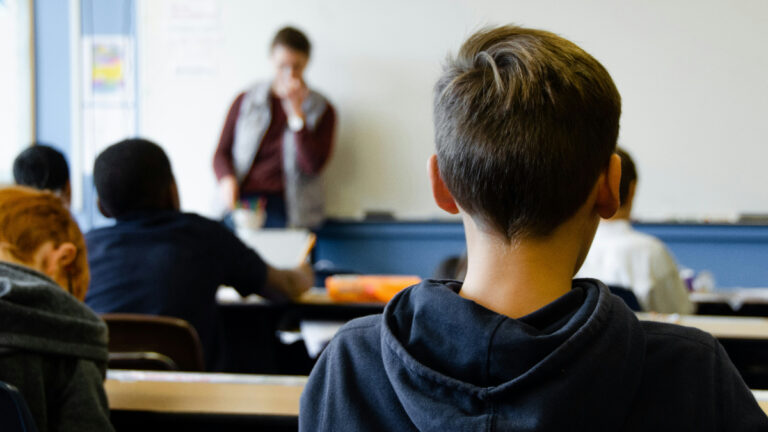 Fifth graders in their classroom at school