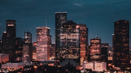 Residents Sound Alarm as Texas Nights Become Increasingly Hotter, Pressuring the Power Grid: ‘Maybe the Data Centers can help?’ Houston downtown at night.