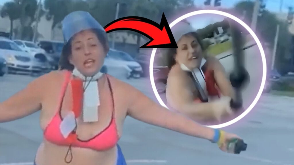 Bizarre Florida Roadside Encounter Leaves Viewers Scratching Their Heads, But Locals Aren’t Too Surprised: ‘Discount Madmax’ Florida woman attacks a vehicle