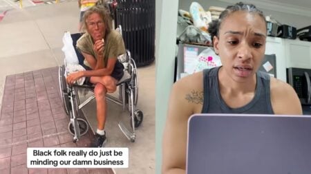 Texas Black Woman Called Racial Slur, Then Mocked Other Person’s Disability: ‘2 Wrongs Do Make a Right’ A picture of the Texas woman and the homeless individual.