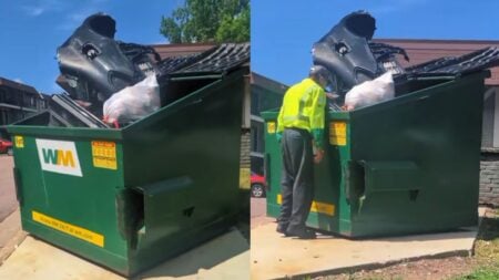 Minnesota Man Finds Car Split in Half Inside Dumpster, Even Garbage Worker Is Stunned: ‘Yet I Can’t Even Fold a Fitted Sheet’ Minnesota Man Finds Car Split in Half Inside Dumpster, Garbage Worker Left Speechless