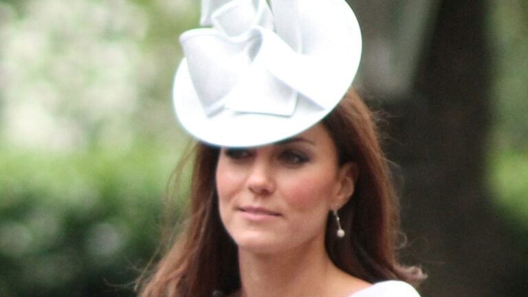 Kate Middleton at Trooping the Colour in a baby-blue Catherine Walker coat dress