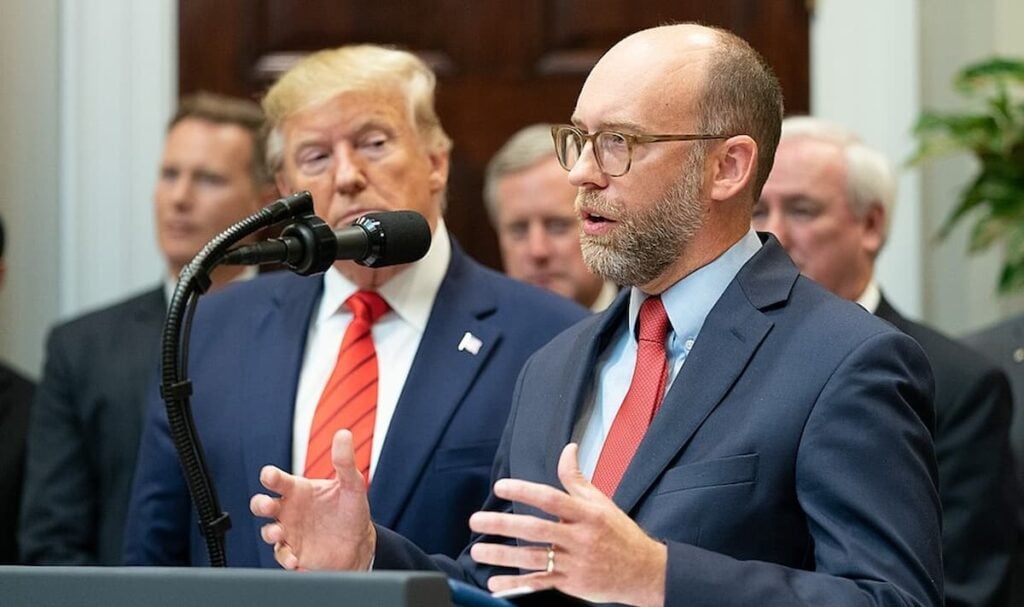 ‘Evil Vought’ Slammed For ‘Robbing the Country Blind’ Over Proposal to Give Trump Appointees More Control of Grant Funds Russel Vought and Donald Trump