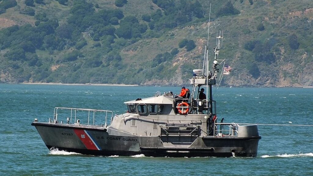 U.S. Coast Guard Jumps Onto Out-of-Control Boat After Driver Falls Overboard in Maryland: ‘Took Extraordinary Skill’ US Coast Guard boat.