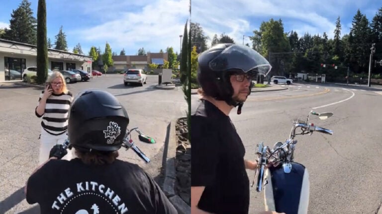 Oregon-Karen-Calls-Police-on-Biker-With-Anti-MAGA-Flag