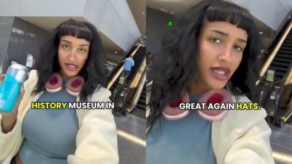 Woman Sparks Outrage for Being Upset After Seeing ‘White’ Kids Wearing MAGA Hats Inside Washington DC Museum: ‘The Real Bigots in Our Society’ A picture of the woman in Washington DC.
