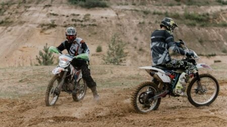 Two Teens Cause Chaos at South Carolina Mall After Riding Dirt Bike Through Building: ‘Parents Are Probably at Home Not Caring’ Two motocross racers navigate challenging off-road terrain, showcasing thrills and adventure.