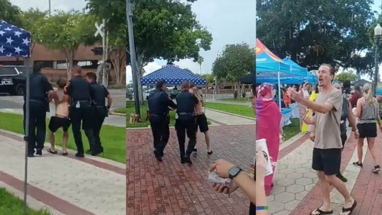 LGBT Crowd Cheers as Police Remove Street Preacher from Florida Pride Event: ‘That’s What I Like to See’ Street Preacher Florida Pride Event