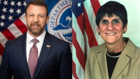 A House hearing in Washington, D.C., captured DHS Secretary Markwayne Mullin confronting Rep. Rosa DeLauro (D-Conn.) over child separation numbers. The X clip shows DeLauro appearing flustered during the exchange, quickly drawing strong online reactions.