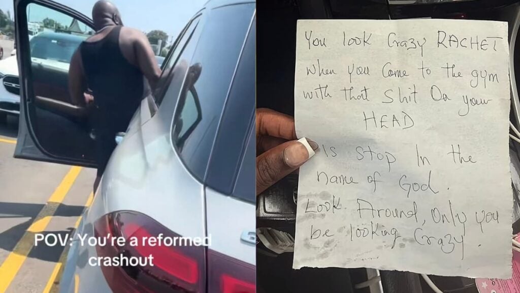 New York Woman Confronts Man After He Leaves Hateful Note on Her Car at the Gym: ‘Did He Think It Was a Comment Section?’ A picture taken by the New York woman.