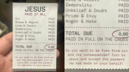 Tennessee Diners Leave ‘Jesus Paid It All’ Card Instead of Payment: ‘Divine Dine and Dash’ Tennessee Diners Leave ‘Jesus Paid It All’ Card Instead of Payment: ‘Divine Dine and Dash’