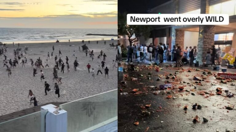 Fourth of July Chaos As Police on Horses Chase California Crowd During Fireworks and Celebrations: ‘What in the Wild West Is Going On?’ A picture in California.
