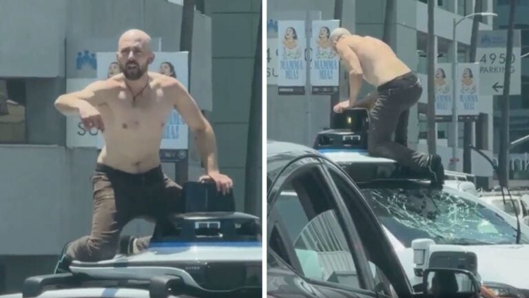 Shirtless California Man Climbs Onto Waymo and Smashes Driverless Car in Crowded Los Angeles Street: ‘The Revolution Starts Now’