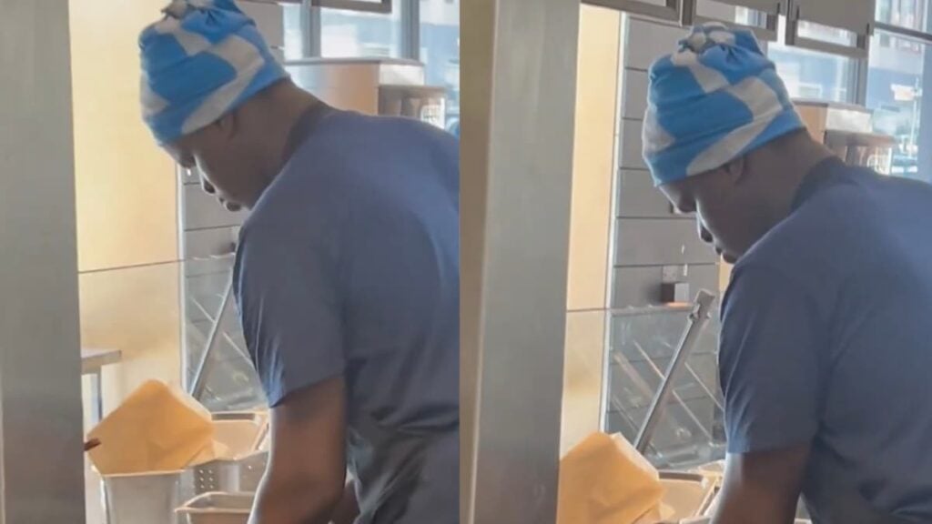 Internet Disgusted After Video Shows New York Restaurant Worker Dripping Sweat Onto Food While Working: ‘I Just Threw Up in My Mouth’ A picture of the New York worker.