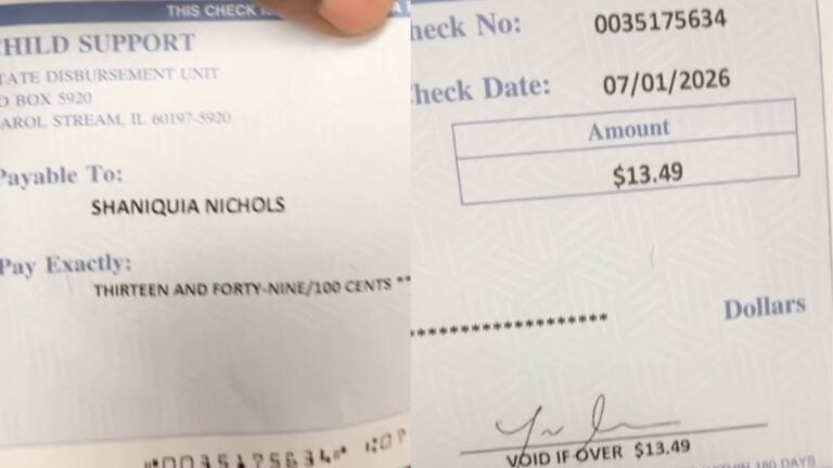 Ex Sues Illinois Dad After He Lowers Child Support From $300 to $150 a Week, Ends Up With $13.49 a Month: ‘The Jokes Write Themselves’ A child support payment check from Illinois dated July 2026.