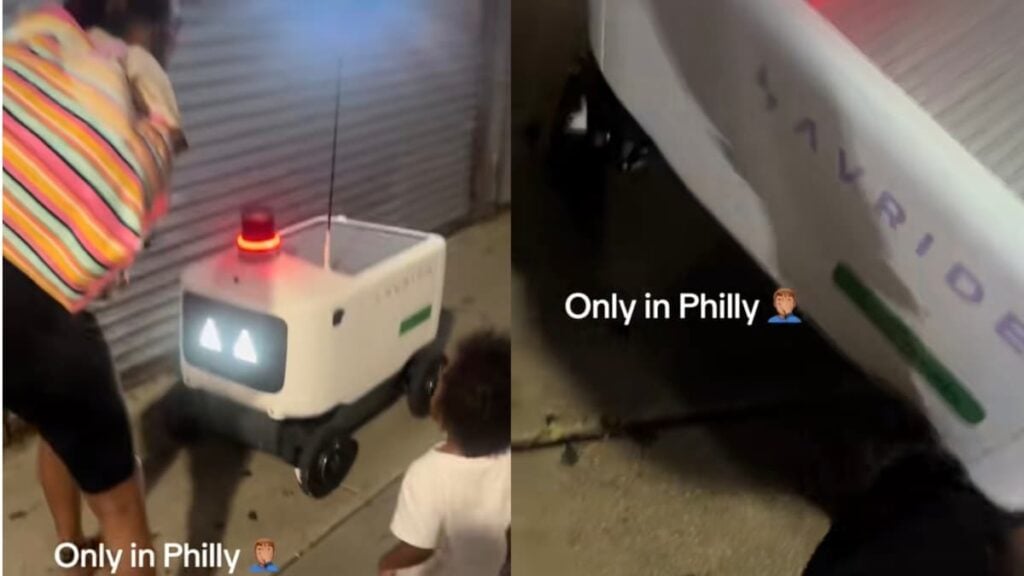 Pennsylvania Group Starts Kicking Food Delivery Robot After It Runs Into Kid: ‘Y’all Jumped a Robot?’ A picture of the Pennsylvania group.