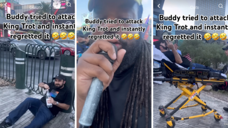 Nevada Street Freestyler Embarrasses Heckler on the Vegas Strip: ‘You Upgraded Him to Years of Therapy’ Man raps about the misfortune of man sitting on ground waiting for EMS. Is taken by EMS.