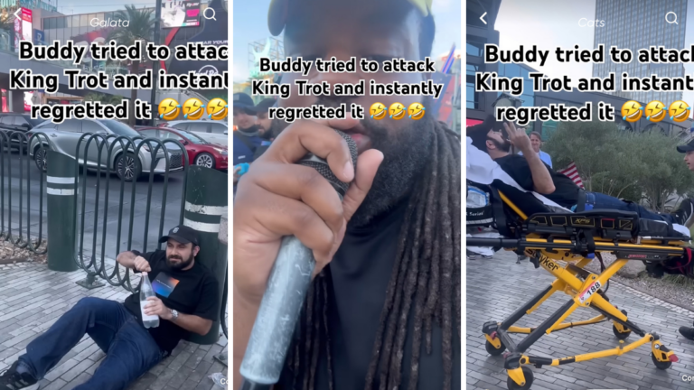 Nevada Street Freestyler Embarrasses Heckler on the Vegas Strip: ‘You Upgraded Him to Years of Therapy’ Man raps about the misfortune of man sitting on ground waiting for EMS. Is taken by EMS.