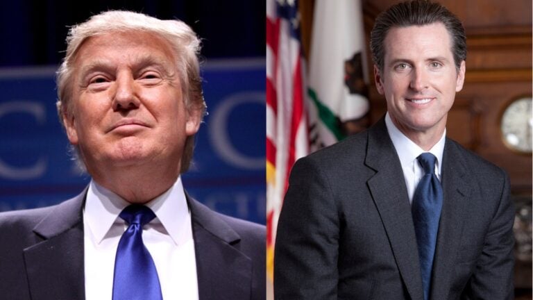 President Trump used his White House Correspondents’ Dinner remarks to address California Gov. Gavin Newsom’s absence, calling him “Newscum” and joking about fire and water. The clip has drawn mixed online reactions.