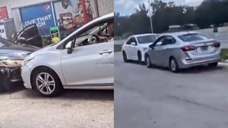 ‘Crazy’ Woman Goes on Vehicle-Smashing Rampage in Florida Gas Station in Bizarre Outburst: ‘She Looks Like a Biter’