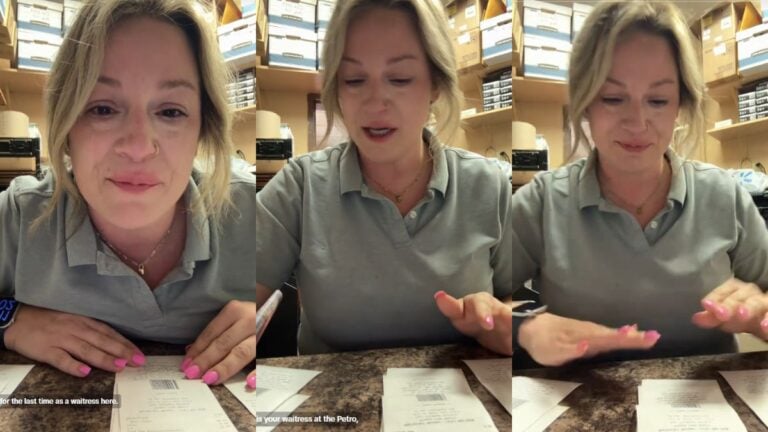 Tennessee Woman Says Her Own Mother Got Her Fired by Filing HR Complaints: ‘My Own Mother’ Woman sitting at a counter counting cash next to printed receipts.
