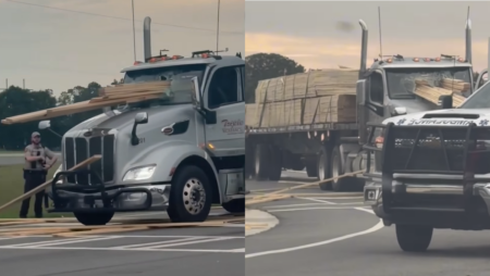 A Georgia semi driver survived after wooden planks smashed through his windshield, leaving viewers comparing the crash to Final Destination.