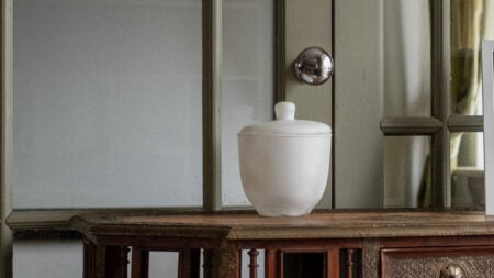 antique table with an urn