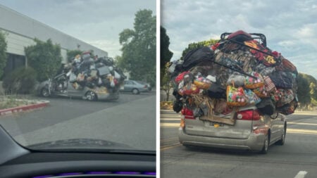 Car Piled High With Junk Spotted Driving Through California