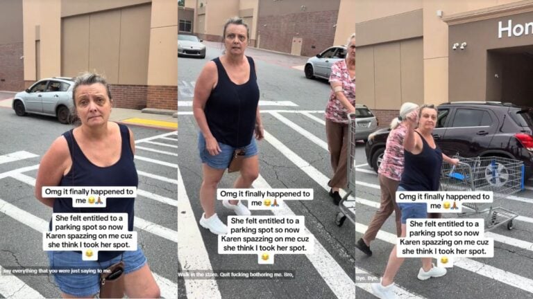 Georgia Woman Confronts Man Over Parking Spot for Her 84-Year-Old Mom, But He Refuses to Budge: ‘You Don’t Own a Parking Spot, Ma’am’ Woman arguing in a store parking lot.